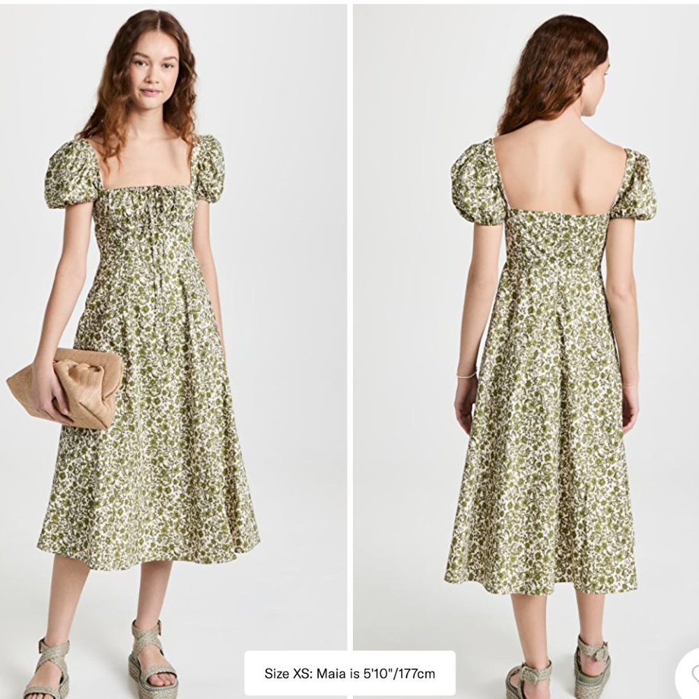 OPT Green Floral Cotton Dress | Size XS | Worn 1x